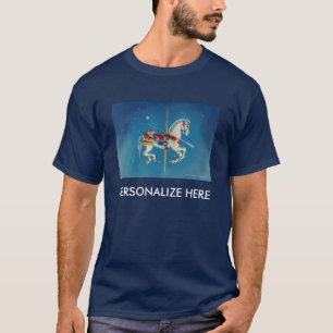 Mens Dark Tees - Red, White & Blue Carousel Horse