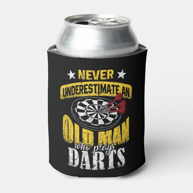 Mens Dart Player Never Underestimate An Old Man Wh Can Cooler (Can Front)