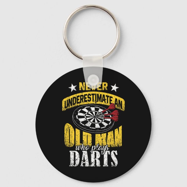Mens Dart Player Never Underestimate An Old Man Wh Key Ring (Front)