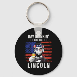 Mens Day Drinking Like Abe Lincoln 4th Of July Key Ring