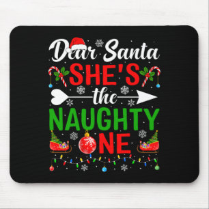 Mens dear santa the naughty one couples christmas mouse mat