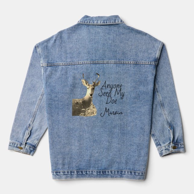 Men's Deer Buck Doe Nature Denim Jacket (Back)