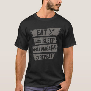 Mens Defence Combat Fighting Eat Sleep Krav Maga R T-Shirt