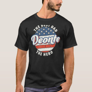 Mens Deonte Best Dad Hero US Flag Personalised Fat T-Shirt