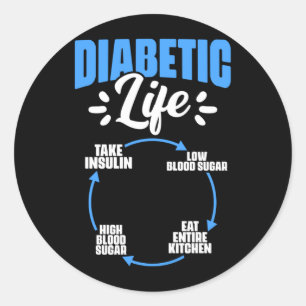 Mens Diabetic Life Diabetes Warrior Diabetes Classic Round Sticker