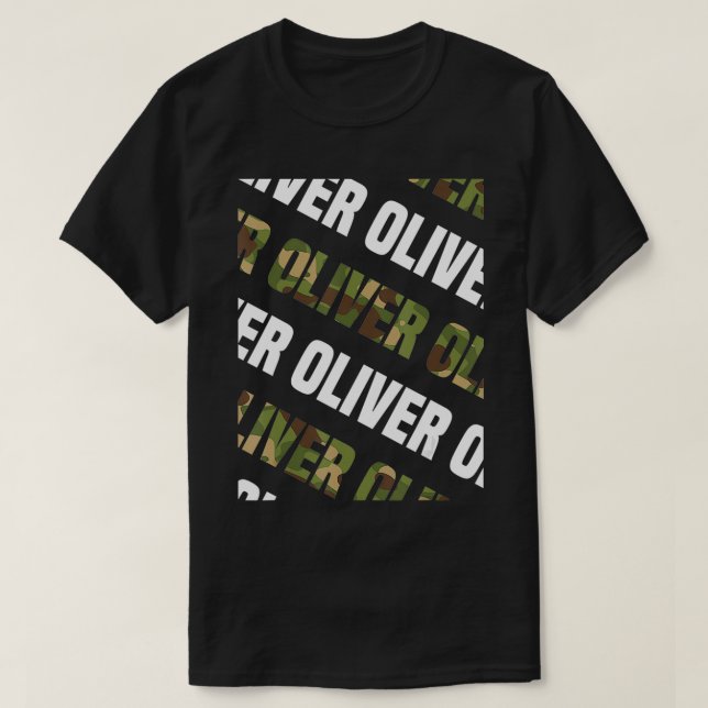 Mens Diagonal Oliver Pattern Design Gift Green Cam T-Shirt (Design Front)