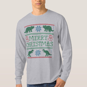 Men's Dinosaur Long-Sleeve Ugly Christmas T-Shirt