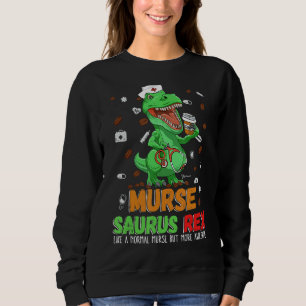 Mens Dinosaur Scrub Nurse Life Coffee Rn Murse Nu Sweatshirt