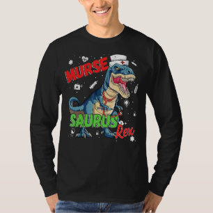 Mens Dinosaur Scrub Nurse Life Coffee Rn Murse Nu T-Shirt