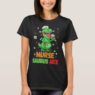 Mens Dinosaur Scrub Nurse Life Coffee Rn Murse Nu T-Shirt