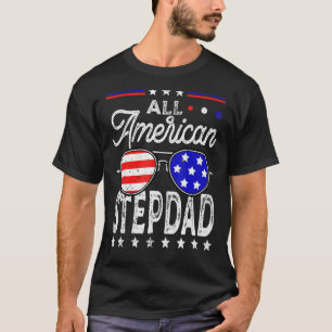 Mens Distressed All American Stepdad Usa Flag Fath T-Shirt