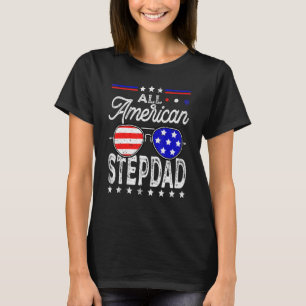 Mens Distressed All American Stepdad Usa Flag Fath T-Shirt