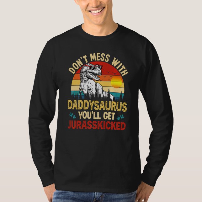 Mens Distressed Daddy Dinosaur Rex Saurus Father's T-Shirt (Front)