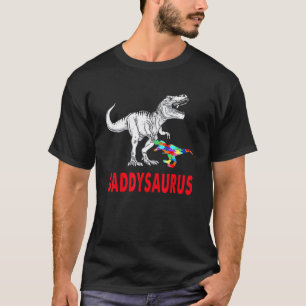 Mens Distressed Dinosaur Autism Daddysaurus Autism T-Shirt