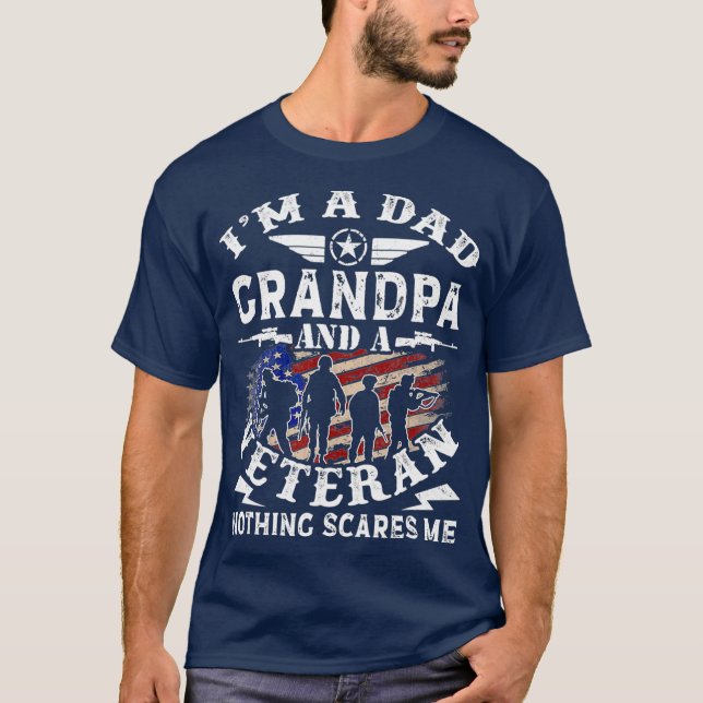 Mens Distressed Im A Dad Grandpa  Veteran Day T-Shirt (Front)