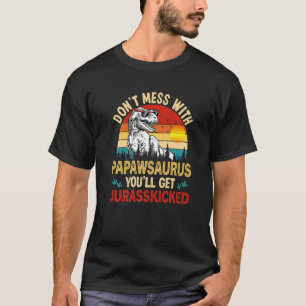 Mens Distressed Papawsaurus Dinosaur Rex Father's T-Shirt