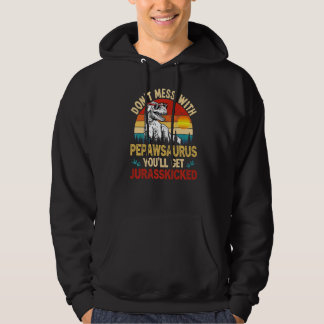Mens Distressed Pepawsaurus Dinosaur Rex Father's  Hoodie