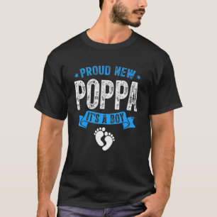 Mens Distressed Proud New Poppa It's A Boy Gender T-Shirt