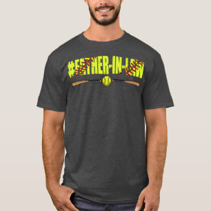 Mens Distressed Softball FatherInLaw Softball Love T-Shirt