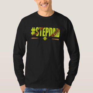 Mens Distressed Softball Stepdad Softball Fathers T-Shirt
