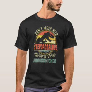 Mens Distressed Stepdadsaurus Dinosaur Rex Father' T-Shirt