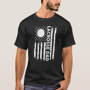 Mens Distressed Usa American Flag Lacrosse Dad Men T-Shirt