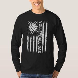 Mens Distressed Usa American Flag Volleyball Dad M T-Shirt