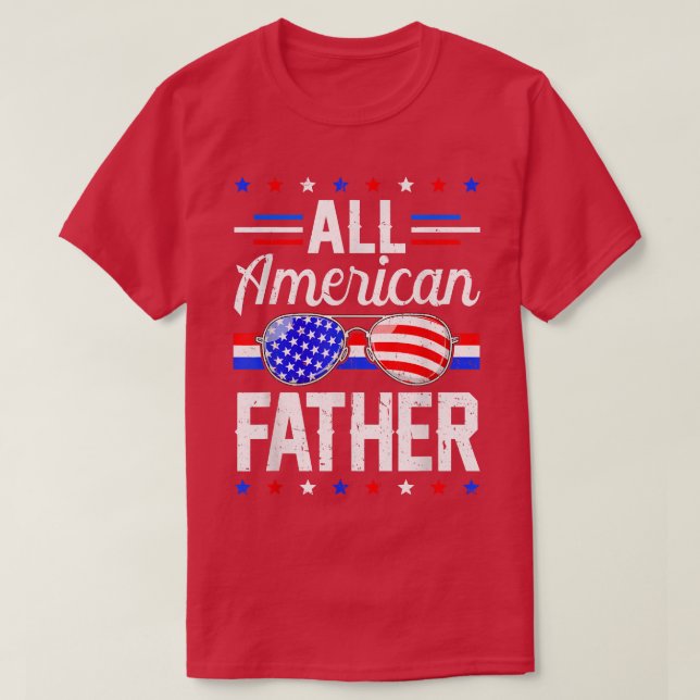 Mens Distressed USA Flag All American Father 4th o T-Shirt (Design Front)