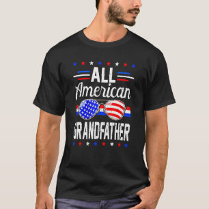 Mens Distressed Usa Flag All American Grandfather  T-Shirt