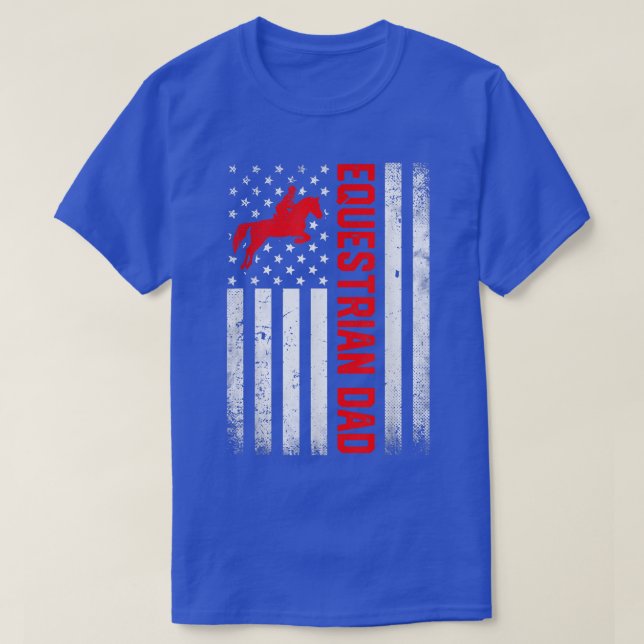 Mens Distressed USA Flag Equestrian Dad Father's D T-Shirt (Design Front)