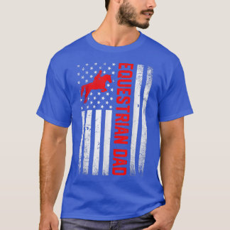 Mens Distressed USA Flag Equestrian Dad Father's D T-Shirt