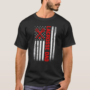 Mens Distressed Usa Flag Lacrosse Dad Father's Day T-Shirt
