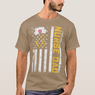 Mens Distressed USA Flag Nurse Dad Patriotic Fathe T-Shirt