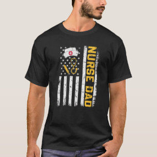 Mens Distressed Usa Flag Nurse Dad Patriotic Fathe T-Shirt