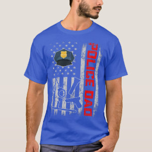 Mens Distressed USA Flag Police Dad Patriotic Fath T-Shirt