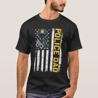 Mens Distressed Usa Flag Police Dad Patriotic Fath T-Shirt