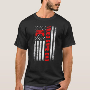 Mens Distressed Usa Flag Video Game Dad Father's D T-Shirt