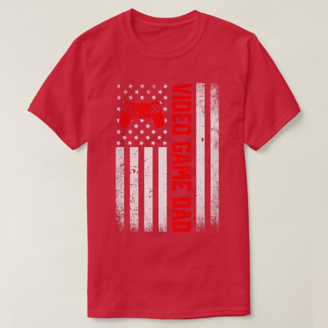 Mens Distressed USA Flag Video Game Dad Father's D T-Shirt (Design Front)