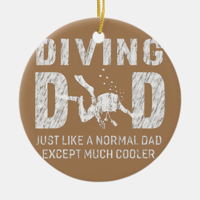 Mens Diving Dad Dive Scuba Diver Gifts Funny Ceramic Tree Decoration (Front)