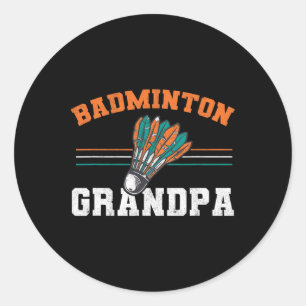 Mens Dminton Grandpa Shuttle Grandfather Men Dmint Classic Round Sticker