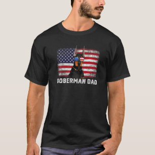 Mens  Doberman Dad American Flag Father's Day T-Shirt