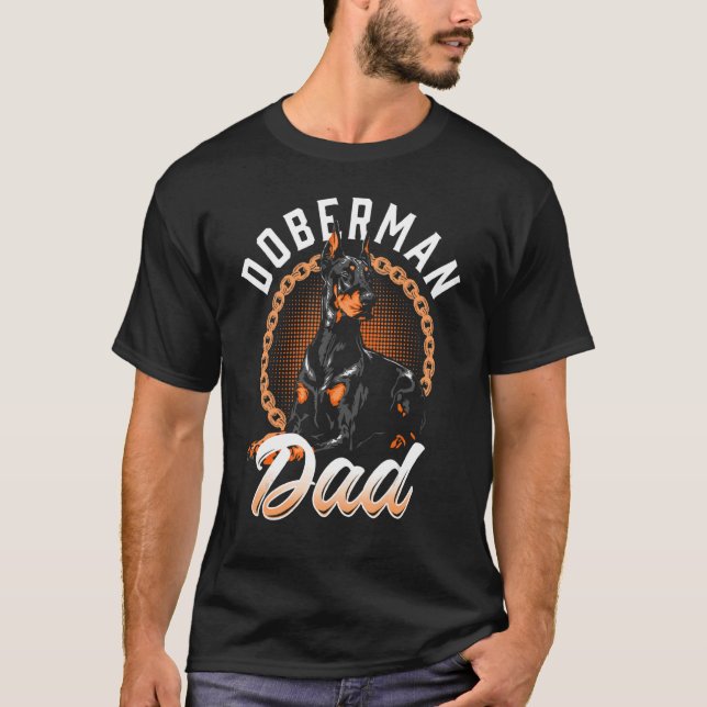 Mens Doberman Pinscher Dog Dad Silhouette Fur Dog  T-Shirt (Front)