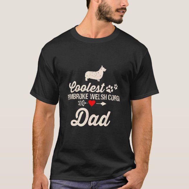 Mens  Dog Dad  Coolest Pembroke Welsh Corgi Dad Pe T-Shirt (Front)