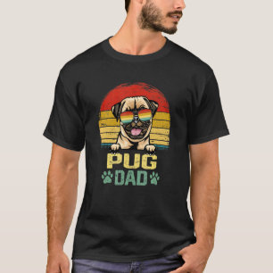 Mens Dog Dad Vintage Best Pug Dog Dad Ever Fathers T-Shirt