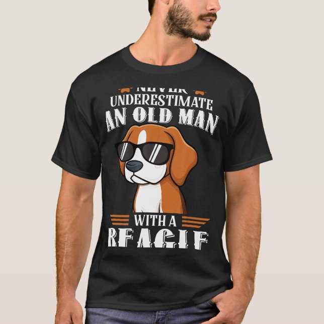 Mens Dog Tee And Quote Never Underestimate An Old  (Front)