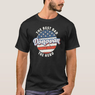 Mens Donovan Best Dad Hero US Flag Personalised Fa T-Shirt