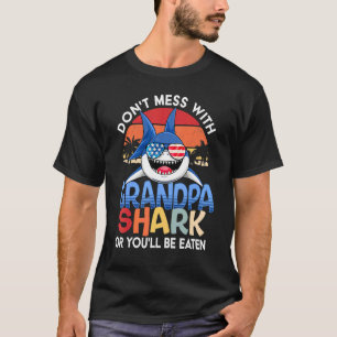 Mens Dont Mess With Grandpa Shark Family Matching  T-Shirt