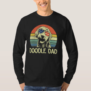 Mens Doodle Dad Vintage Goldendoodle American Flag T-Shirt