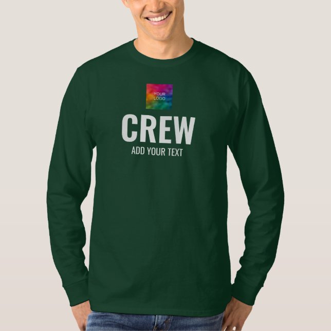 Mens Double Sided Design Print Long Sleeve Crew T-Shirt (Front)