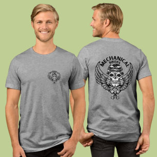 Men's Double Sided Mechanical Skull Gears Tee